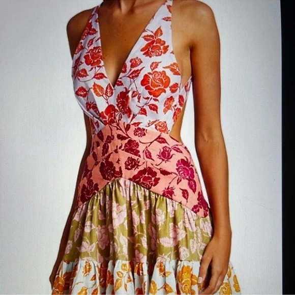 SOLD NWT Zimmermann Lovestruck V-neck Halter Mini Dress Sz US 10 - Picture 2 of 15